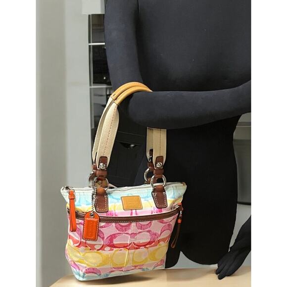 Y2K Coach 11755 Hamptons Weekend Signature Watercolor Small Tote & Wristlet - Picture 11 of 16